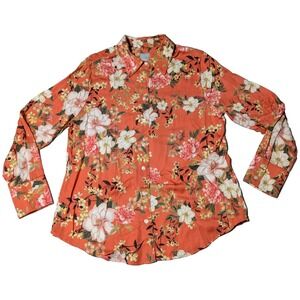 CHICO'S Women 2 (US Large 12) Sandwashed Satin Modal Floral Blouse